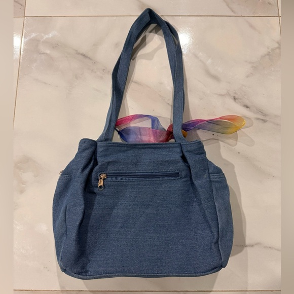 Girls Embroidered Denim Bag , with cosmetic/ coin purse medium size - Picture 5 of 10